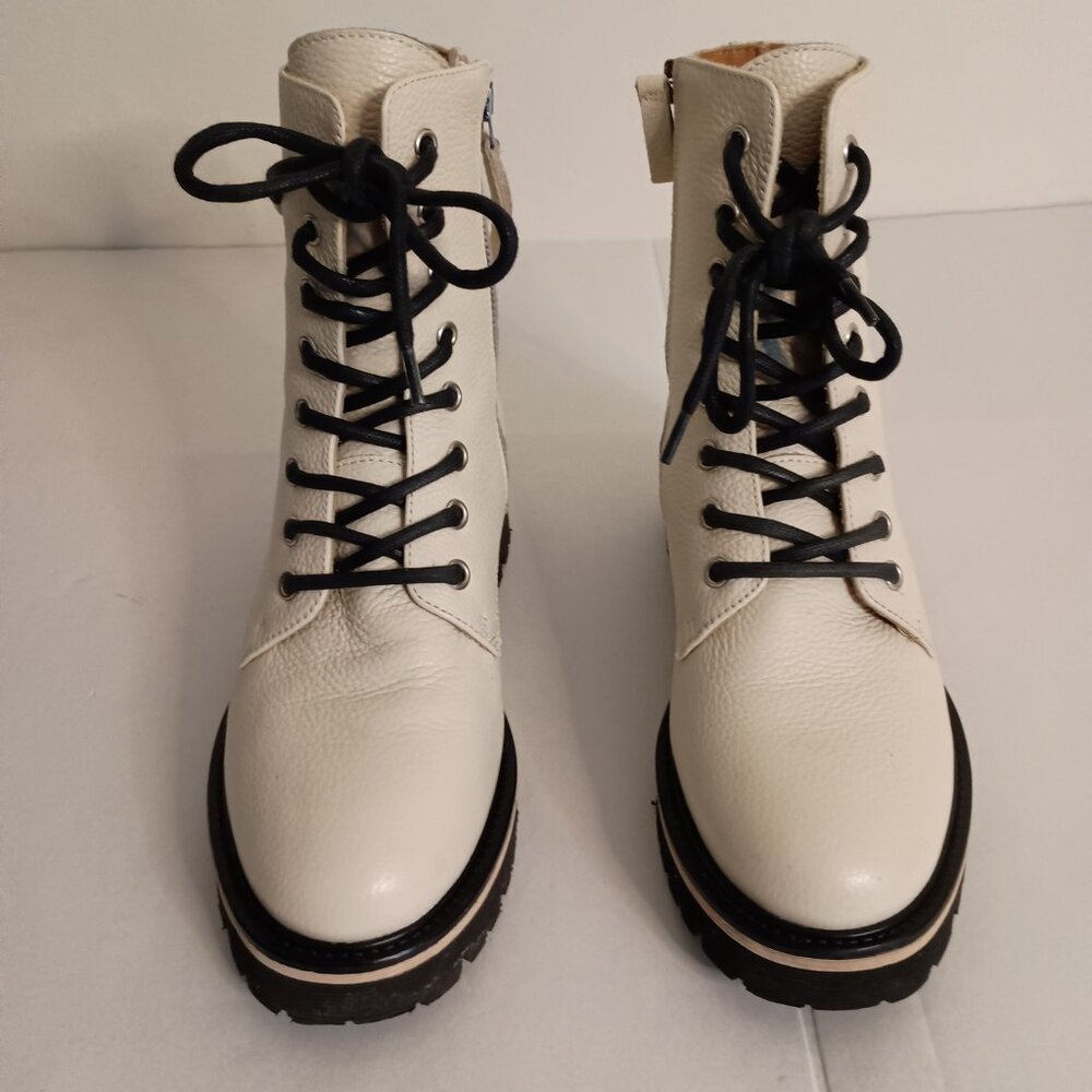 M Gemi Benedetta Leather Combat Boots Sand Beige Women’s Size 6.5 Like New - Picture 6 of 16